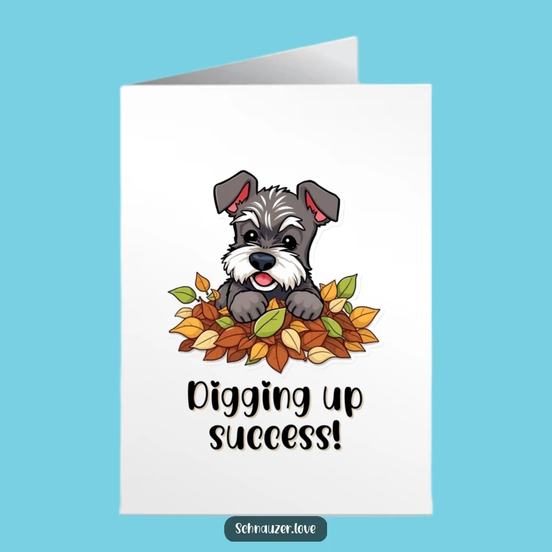 Free Printable Schnauzer Congrats Card: Leafy Dog, Ideal Funny Downloadable Gift