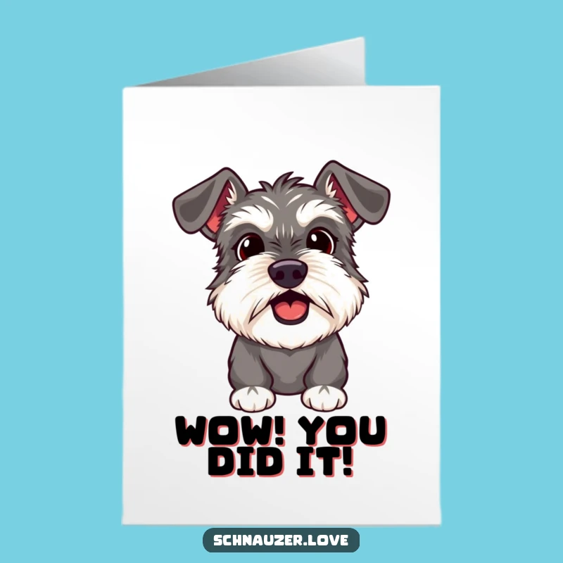 Free Printable Congrats Card: Surprised Schnauzer, Funny Downloadable Gift for Achievements