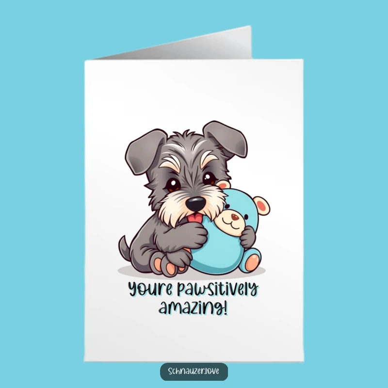 Free Printable Schnauzer Congrats Card: Cuddly Toy Downloadable Gift