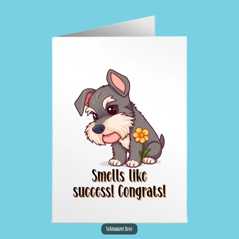 Free Printable Schnauzer Congrats Card: Sniffing Success Humor Downloadable!