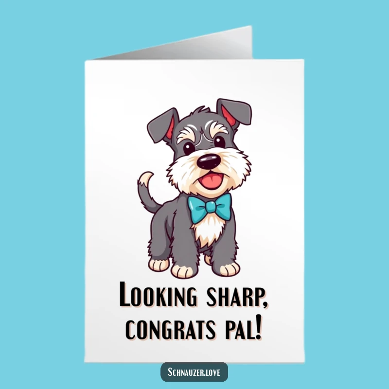 Free Printable Congratulations Card: Happy Schnauzer Bow Tie Wag for a Joyful Downloadable Gift