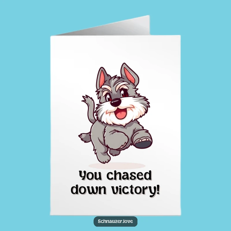 Free Printable Congrats Card: Schnauzer Tail Chase Fun, Downloadable