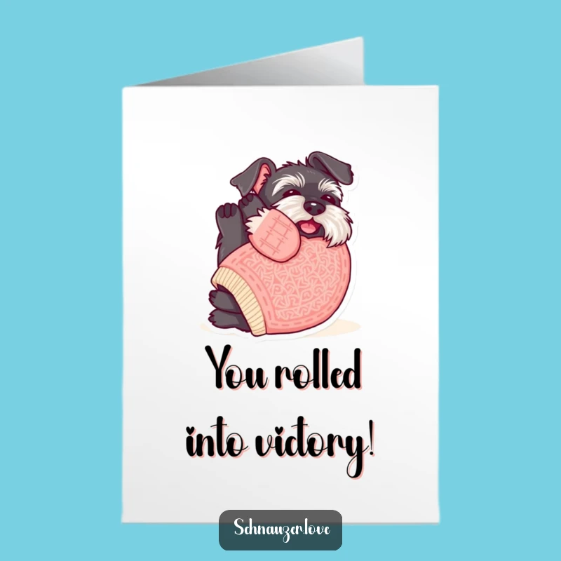 Cute Schnauzer Card Free Printable: Sweater Pet Rolling for Congrats