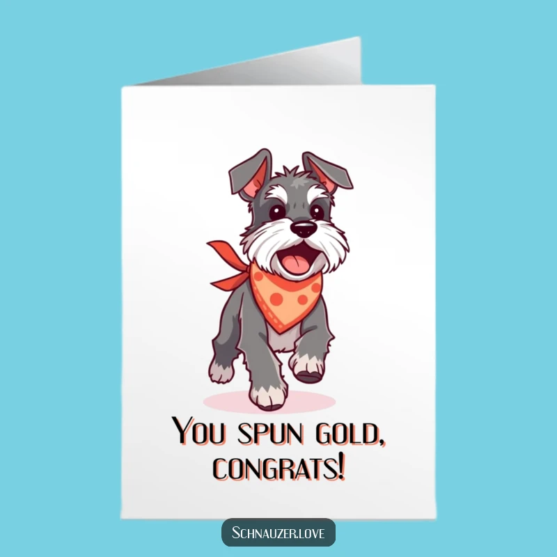 Free Printable Congrats Card: Silly Schnauzer Tail Chase for a Fun Downloadable Gift