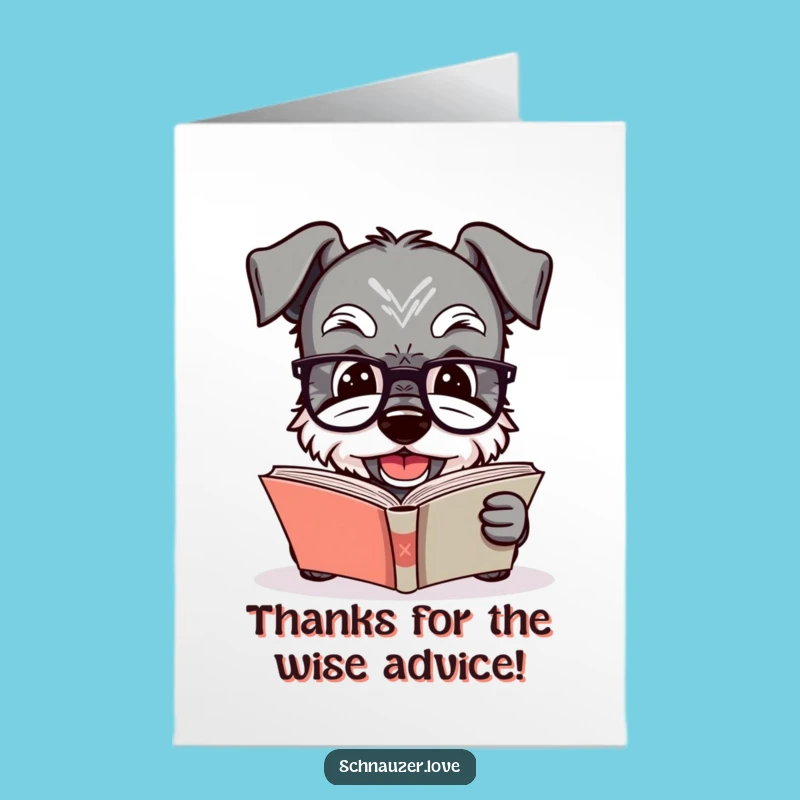 Free Printable Funny Bookish Schnauzer Thank You Card - Smart Dog Downloadable Gift