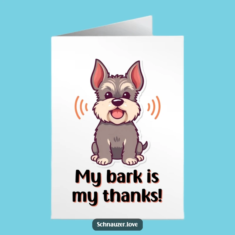 Free Printable Thank You Card: Barking Schnauzer Silhouette Downloadable Gift