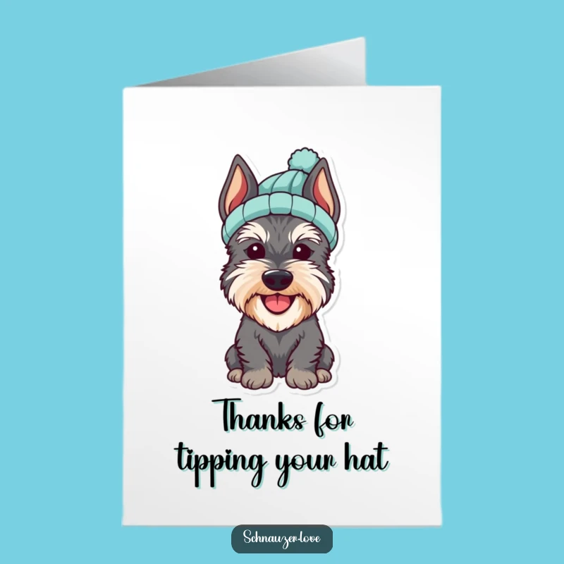 Free Printable Thank You Card: Cheerful Schnauzer Hat, Cute Downloadable Gift of Thanks