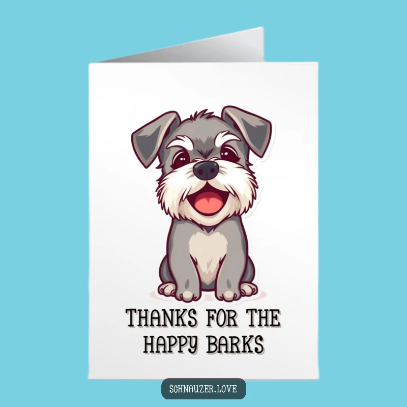 Free Printable Thank You Card: Happy Schnauzer Floppy Ears Funny Greeting Downloadable Gift