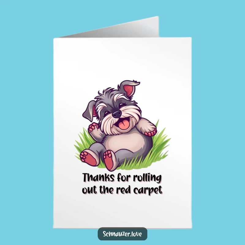 Hilarious Free Printable Thank You Card: Schnauzer Grass Roll Gratitude, Downloadable Gift