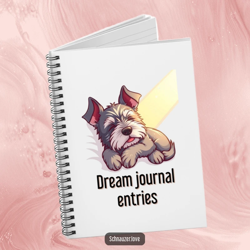 Funny Schnauzer Notebook: A contented schnauzer naps in a sunbeam, perfect for jotting down peaceful thoughts and serene ideas.