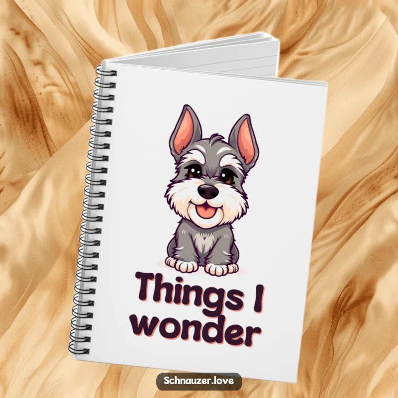 Funny Schnauzer Notebook: A cheerful schnauzer tilts its head inquisitively, perfect for jotting down curious thoughts and ideas.