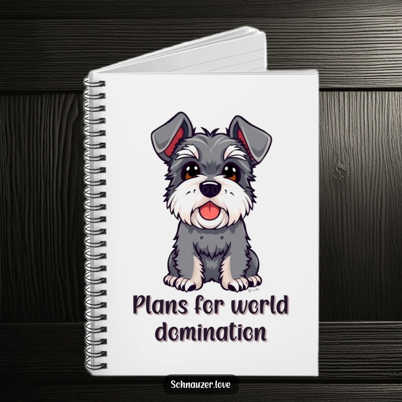 Funny Schnauzer Notebook: A schnauzer with large floppy ears gazes upward curiously, perfect for jotting down thoughts and inspired ideas.