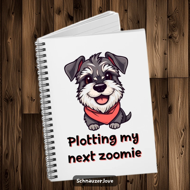 Funny Schnauzer Notebook: A smiling schnauzer in a bandana, eager to help you write, a humorous stationery item.