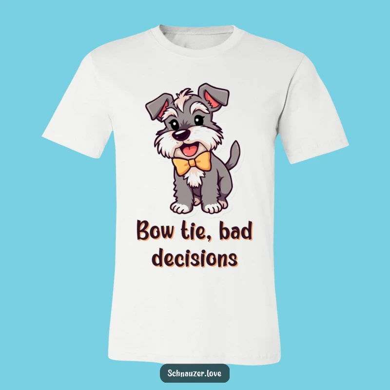 Funny Schnauzer Bow T-Shirt: Excited Dog Wagging Tail in a Bow, Hilarious Gift Idea
