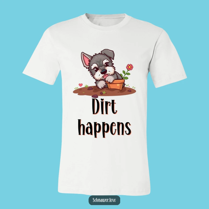 Funny Schnauzer Digging T-Shirt: Mischievous Dog Gardener Tee