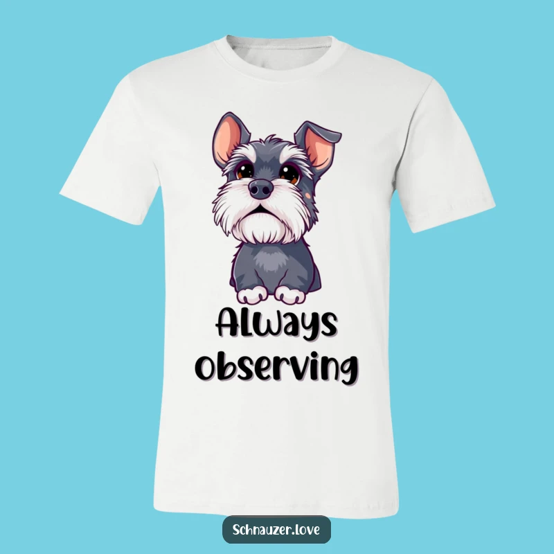 Funny Curious Schnauzer T-Shirt: Big Eyed Wonder Dog Tee