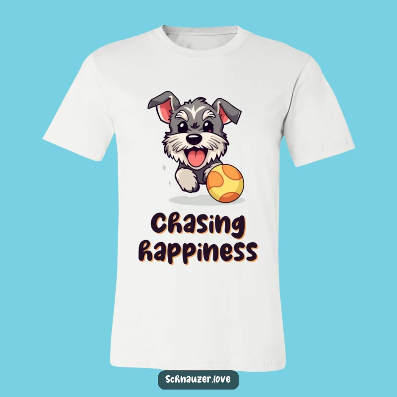 Funny Schnauzer Ball Chaser T-Shirt: Happy Dog Action Tee
