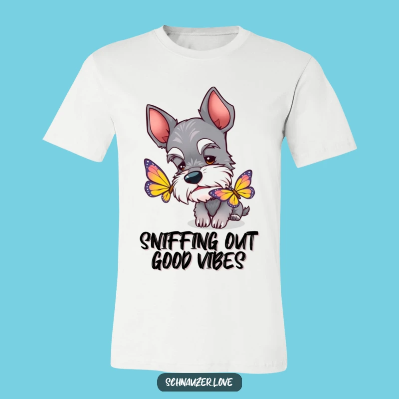 Funny Schnauzer Butterfly Tee: Adorable Curious Dog Shirt, the Perfect Funny Gift