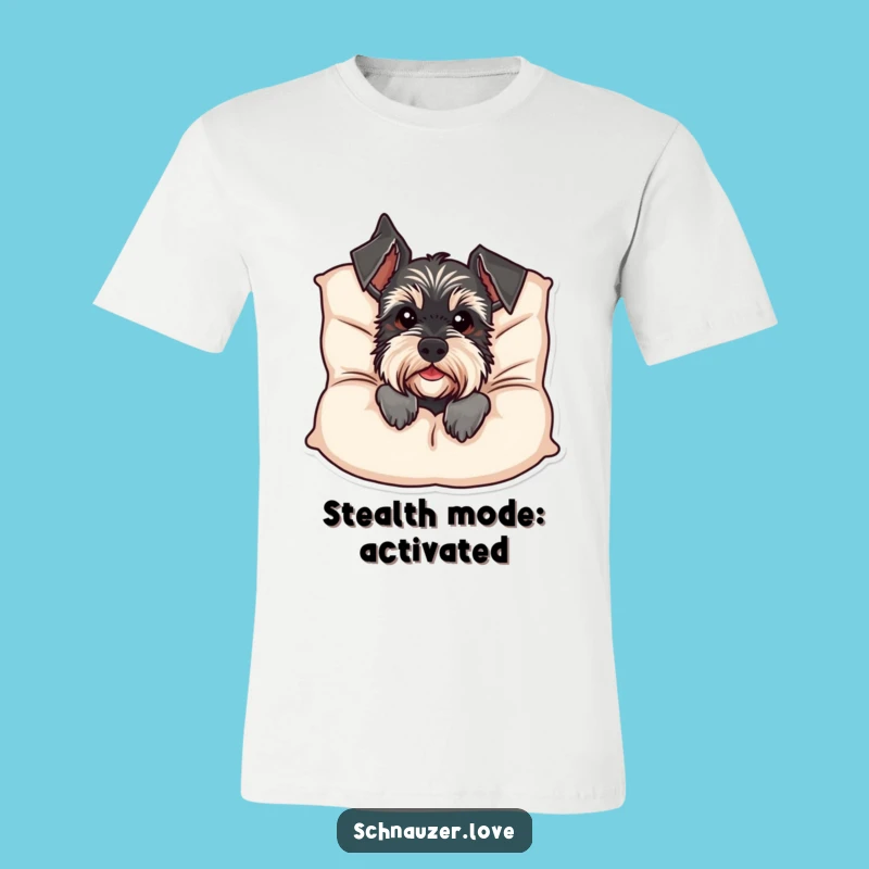 Funny Schnauzer Cushion Peek T-Shirt: Hilarious Dog Lover Apparel Gift Idea