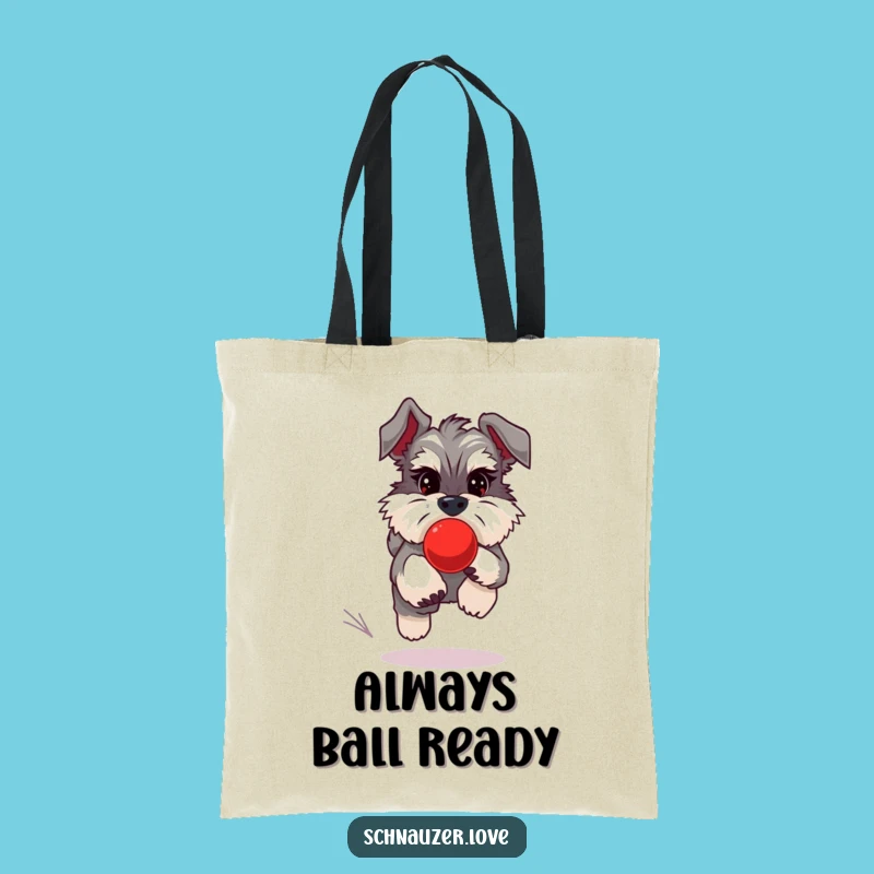 Funny Schnauzer Ball Chase Tote Bag - Stylish Dog Accessory and Playful Gift