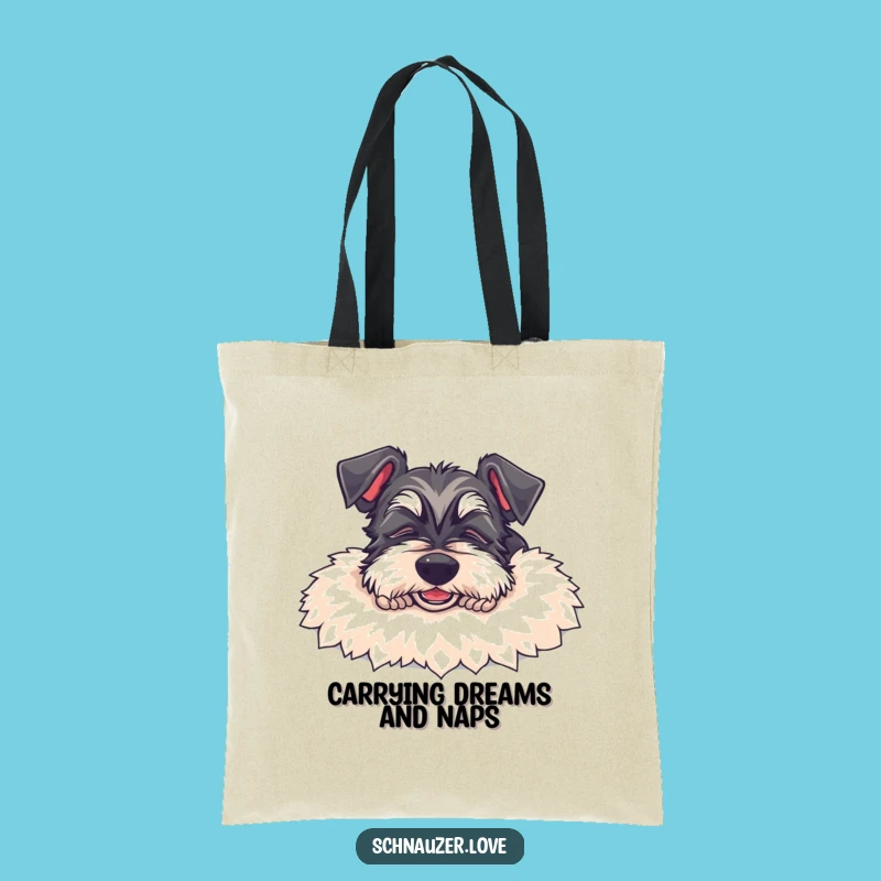 Funny Schnauzer Rug Tote Bag: Charming Sleeping Dog Carryall, Great Funny Gift Idea