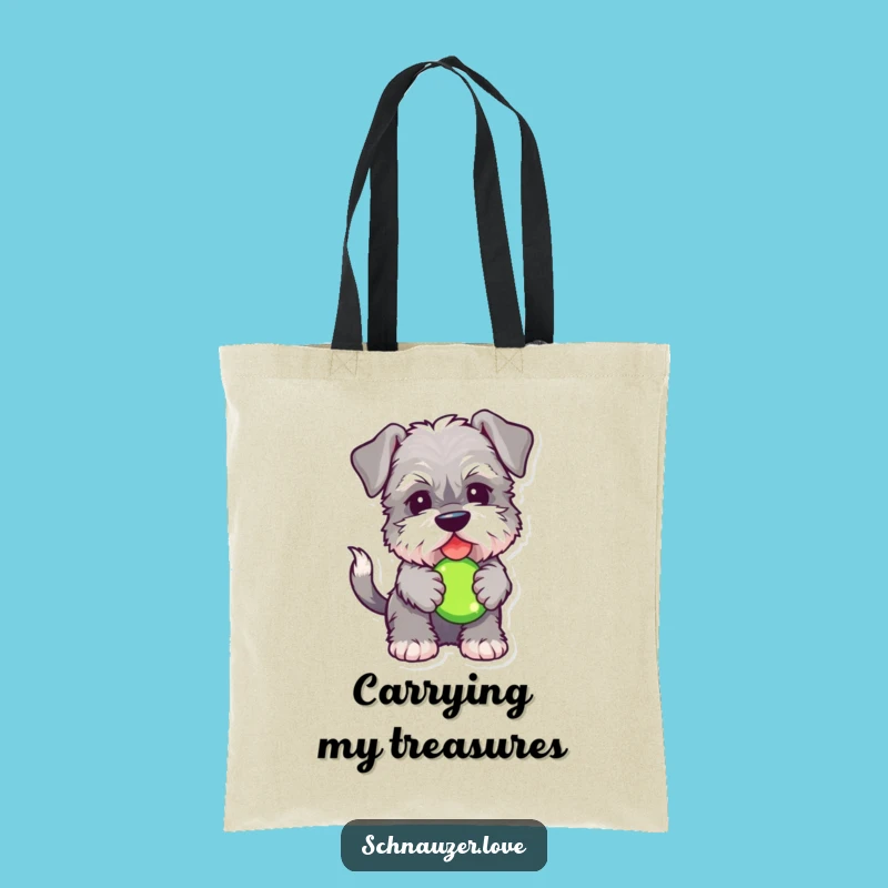Funny Schnauzer Tote Bag: Stylish Fluffy Dog with Squeaky Toy, Practical Humorous Pet Gift