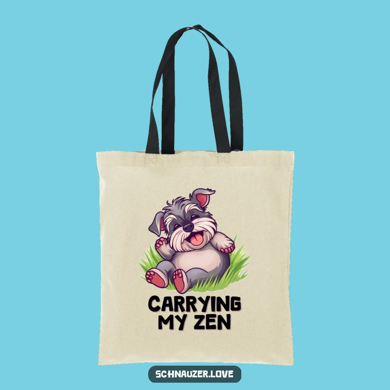 Funny Schnauzer Grass Roll Tote Bag: Delightful Dog Humor, Great Funny Gift Bag