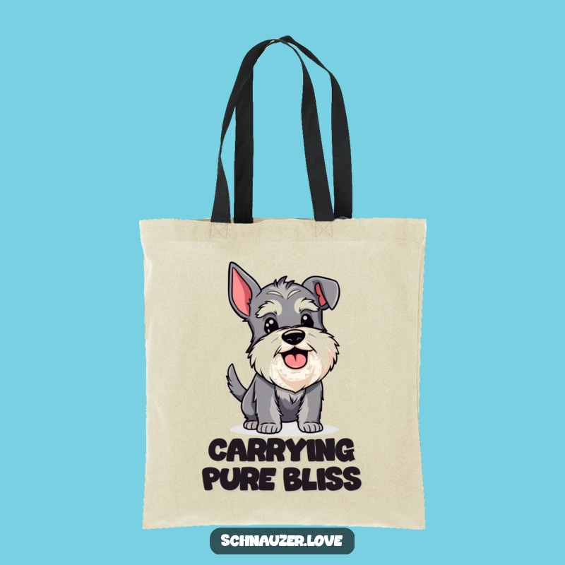 Funny Happy Schnauzer Wagging Tail Tote Bag: Carry Your Essentials with Infectious Enthusiasm