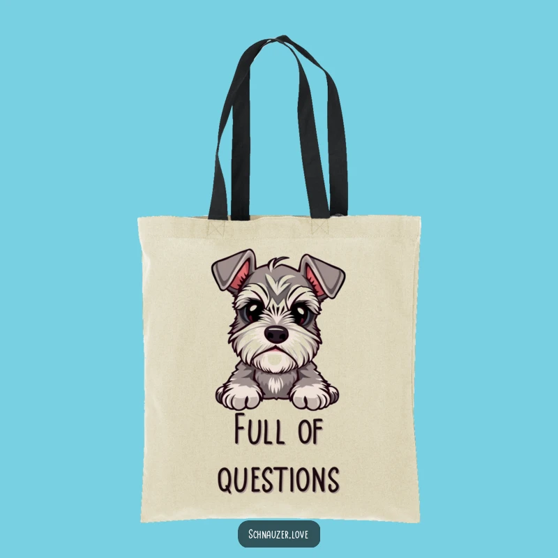 Funny Schnauzer Tote Bag, Eyebrow Tilt Carryall for Puzzled Gift