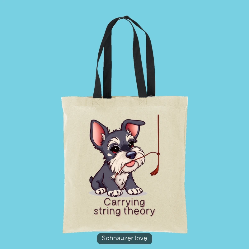 Funny Big Ear Schnauzer String Play Tote Bag: Carry Your Essentials with Humorous Charm