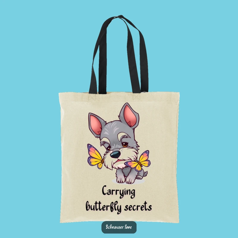 Funny Schnauzer Butterfly Tote: Stylish Curious Dog Bag, Ideal Funny Gift