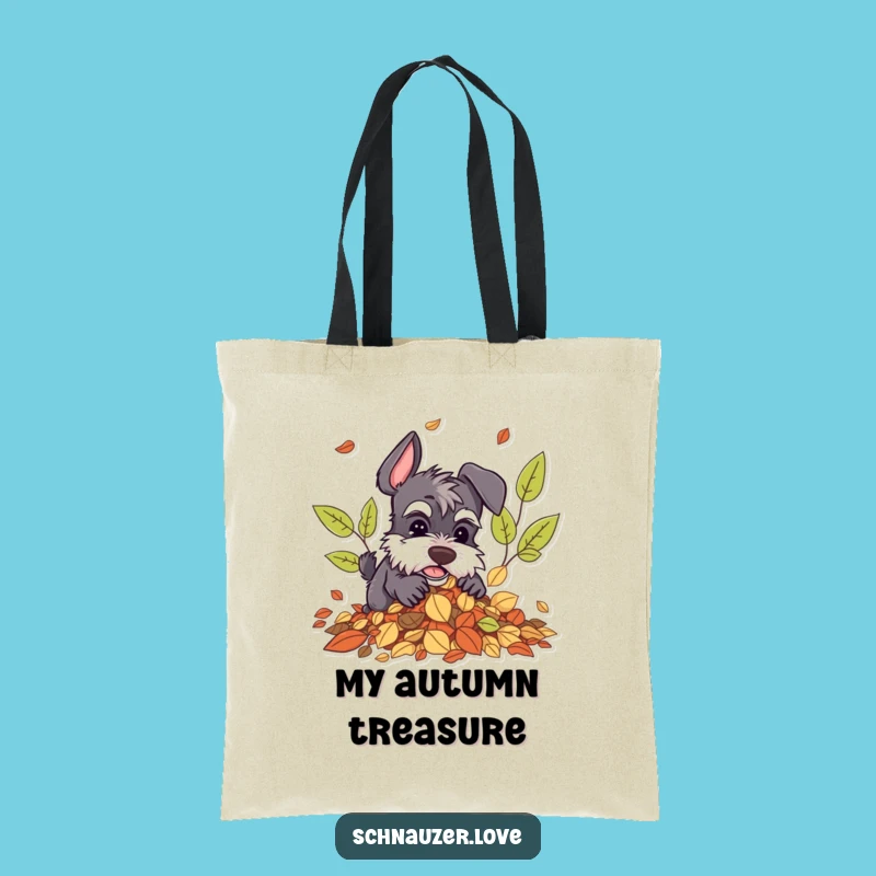 Funny Schnauzer Digging Tote Bag: Autumnal and Amusing Dog Carryall