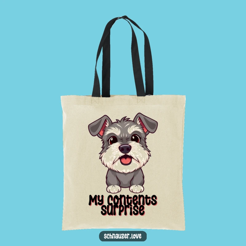 Funny Schnauzer Surprise Tote Bag: Shocked Dog Humor, Perfect Novelty Funny Gift